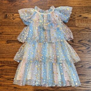 Lola and the Boys Girls Tulle Dress with Gold Stars